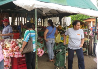 The produce vendor was very popular.
