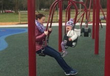 These interesting swings are one piece so you can easily swing with your child
